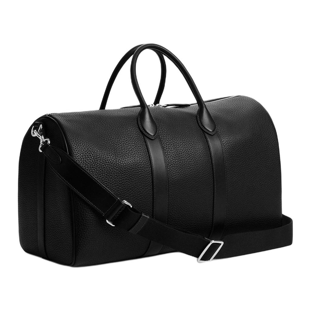 Coach Compass 45 Silver Zipper Closure Leather Bowling Bag Unisex Shoulder Bag Black CCB85-BLK