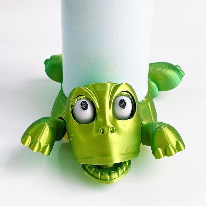 3D Printed Turtle Coaster Creative Surprise Turtle Mouth Opening Interactive Game Funny Turtle Coaster Multi-Jointed Decoration