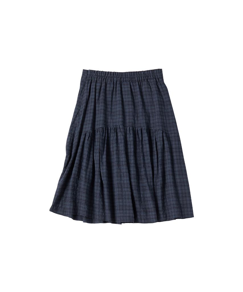 Comoni Nose W Light Check Skirt [Navy]
