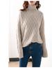 Women's High-Neck Ribbed Knit Sweater - Warm, Thick, Loose Fit for Autumn/Winter 2024, Korean Style