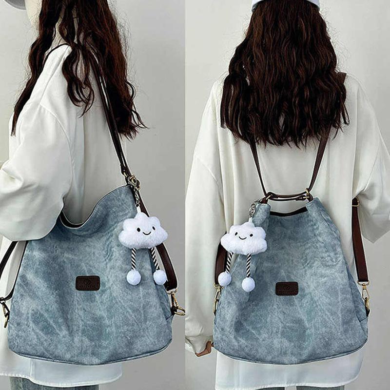 

Tote Bag Women S Bag Backpack Commuter Shoulder Crossbody Soft Leather Three-Purpose Backpack Luggage синій