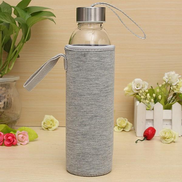 550ml Universal BPA Free High Temperature Water Bottle Resistant Glass Sport With Tea Filter Infuser Bottle Jug Protective Bag