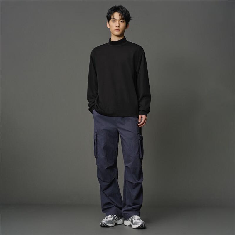 Giordano Concepts Men's Embroidered Mock Neck Long Sleeve T-Shirt