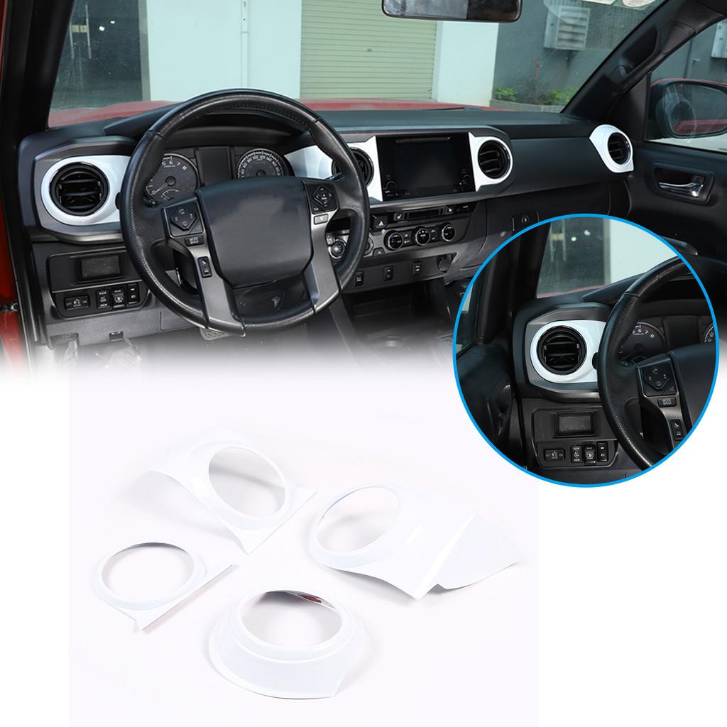 White Center Console AC Air Vent Trim Cover For Toyota Tacoma 2016-
