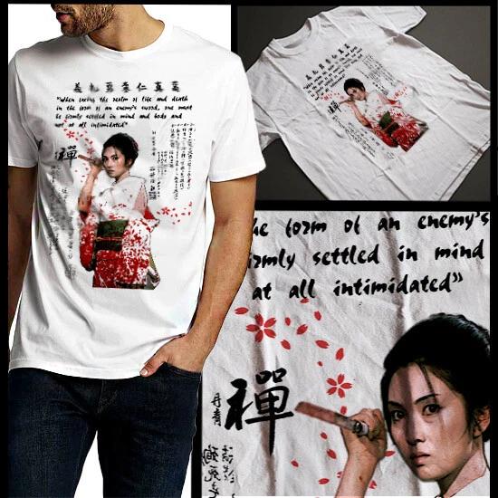 Japanese Female Samurai T-Shirt Japanese Kanji And Bushido Code Cotton Tee New S