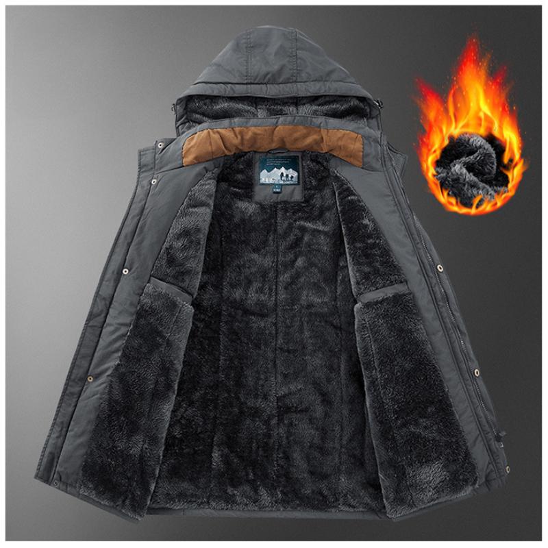 Winter Thicken Warm Men's Jackets Casual Zipper Up Fleece Jacket Windproof Thermal Parka Coat Outwear Waterproof Cargo Jacket