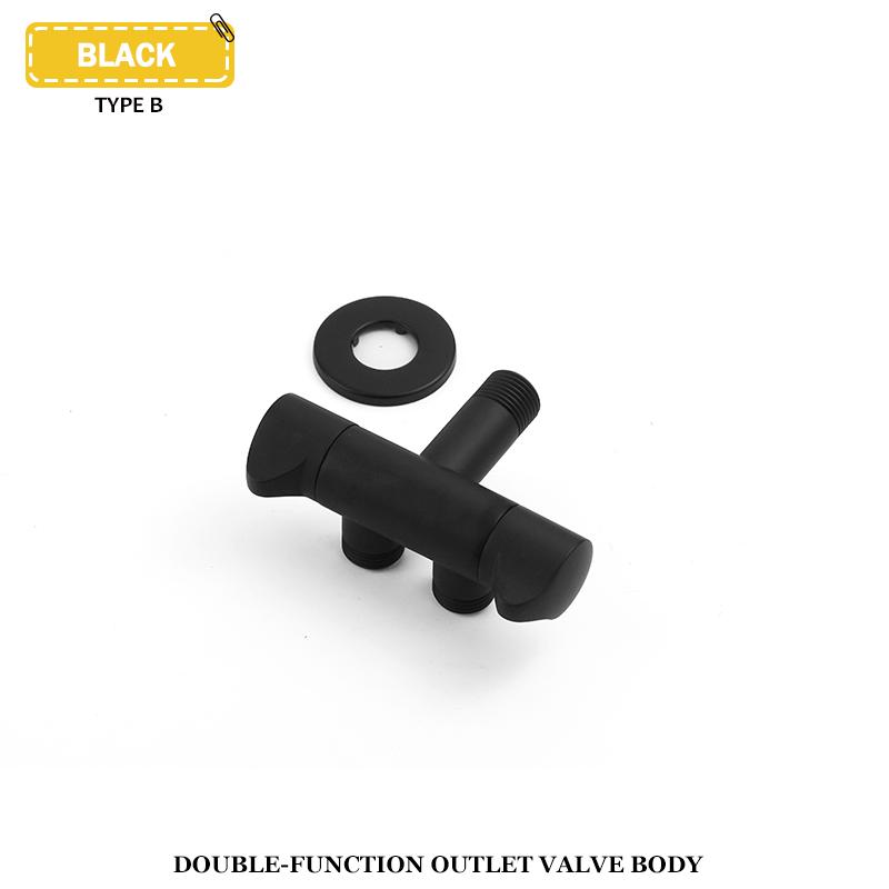 Brass Black Angle Valve Wall-Mounted Single And Double Outlet Valve External Thread G1/2 Stop Valve Bathroom Kitchen Accessories