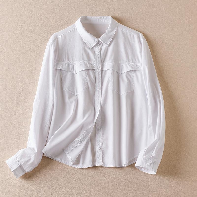 

Осенняя рубашка-топ с длинными рукавами в стиле арт-досуг Niche Design Sense для женщин 2XL белый