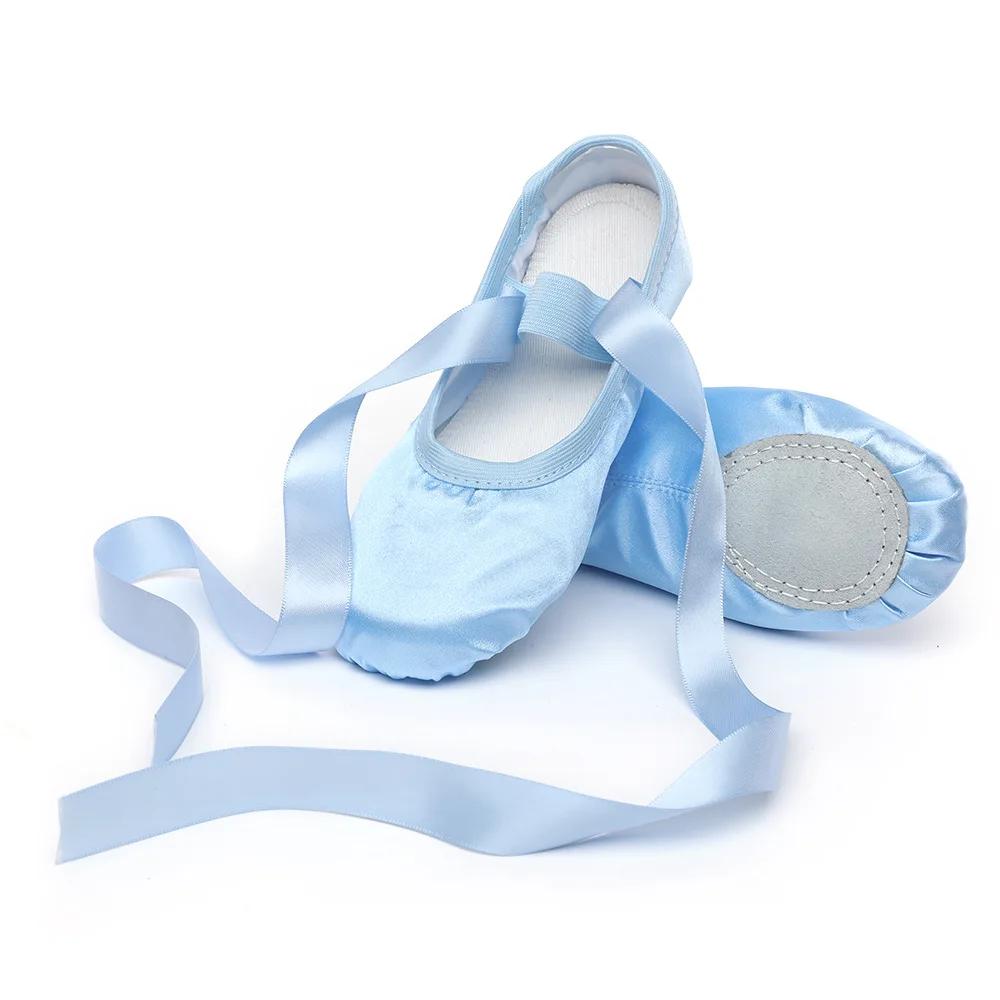 Girls Ballet Dance Shoes Women Ballet Point Shoes Satin Soft Sole Children Practise Ballerina Shoes with Ribbon Adult Dance Shoe