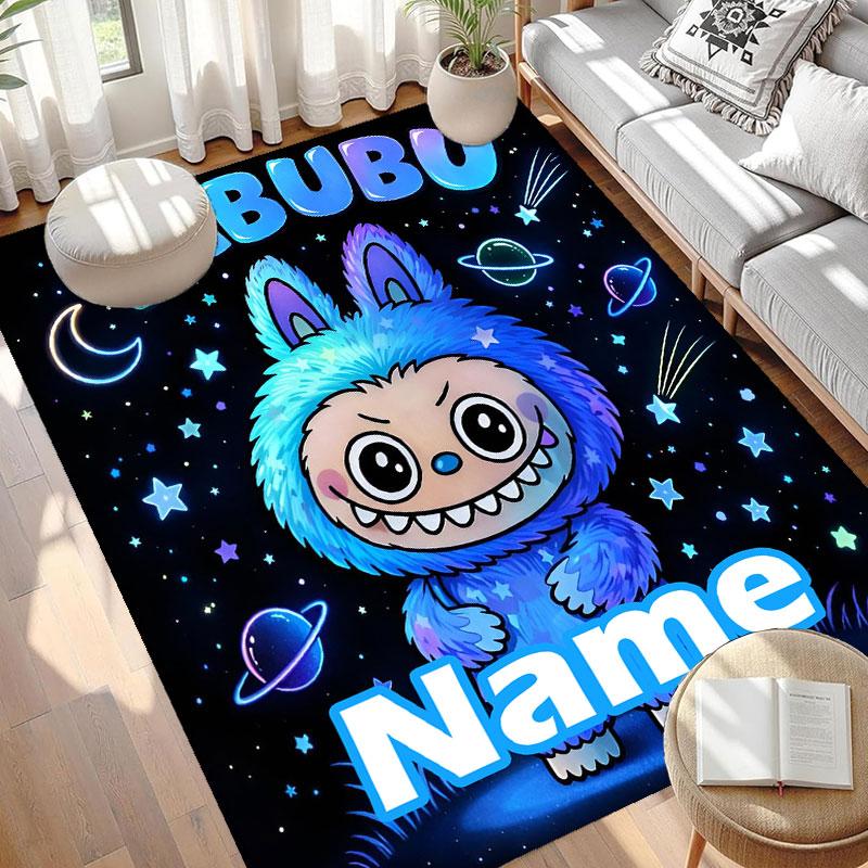Custom Name Personalized Labubu Print Carpet, Versatile Home Decor Rug, for Playroom, Apartment, Balcony, Entryway, Hallway Gift