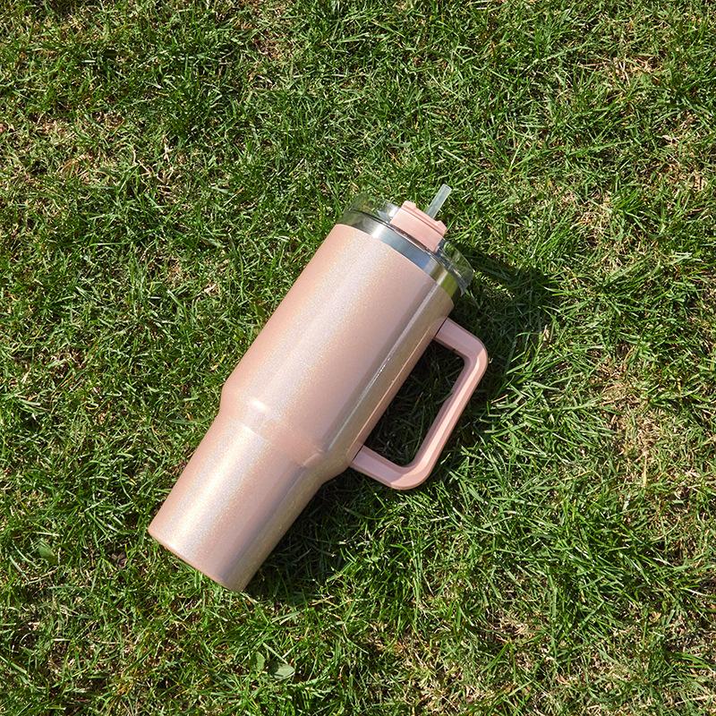 40oz Thermos Bottle Stainless Steel Cup Thermal Keeps Cold and Heat Water Bottle with Handle Rainbow Thermal Mug Car Leakproof