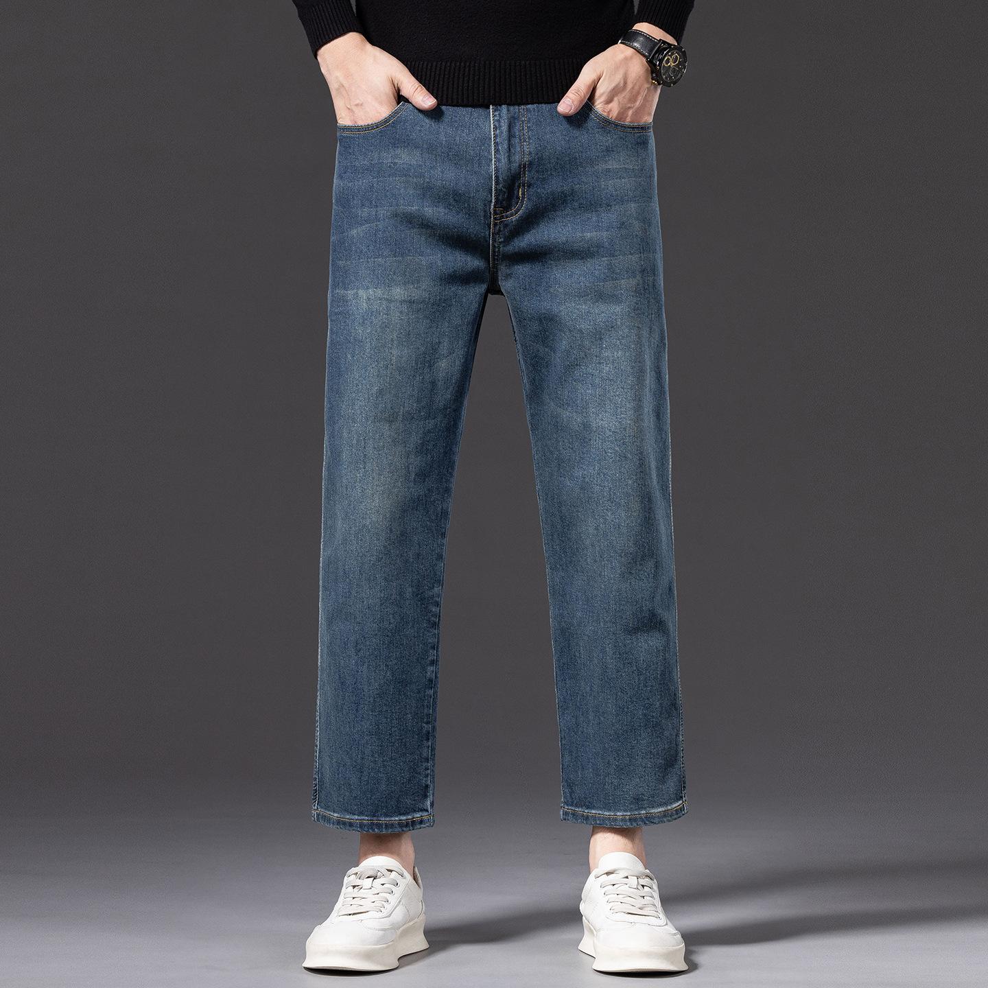 

Dmo Eight-point petite jeans autumn new men s loose straight wide-leg elastic casual versatile trendy jeans 40 світло-синій колір