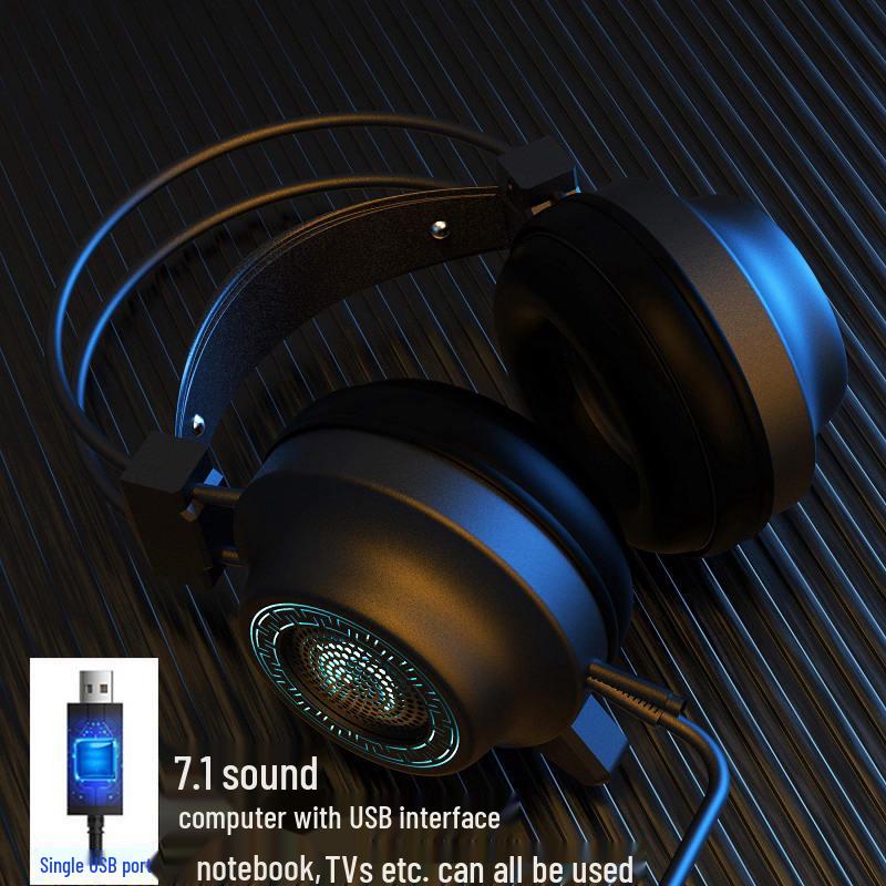 

Игровая гарнитура с охватом ушей, объемным звуком 7.1, проводная USB, с мощными басами, в стиле киберспорта