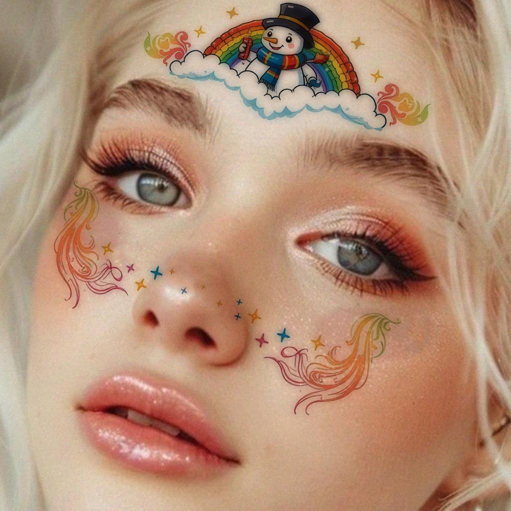 Tattoo Stickers Waterproof Women Lasting Cute Personality Christmas Makeup Face Stickers Tattoo Stickers