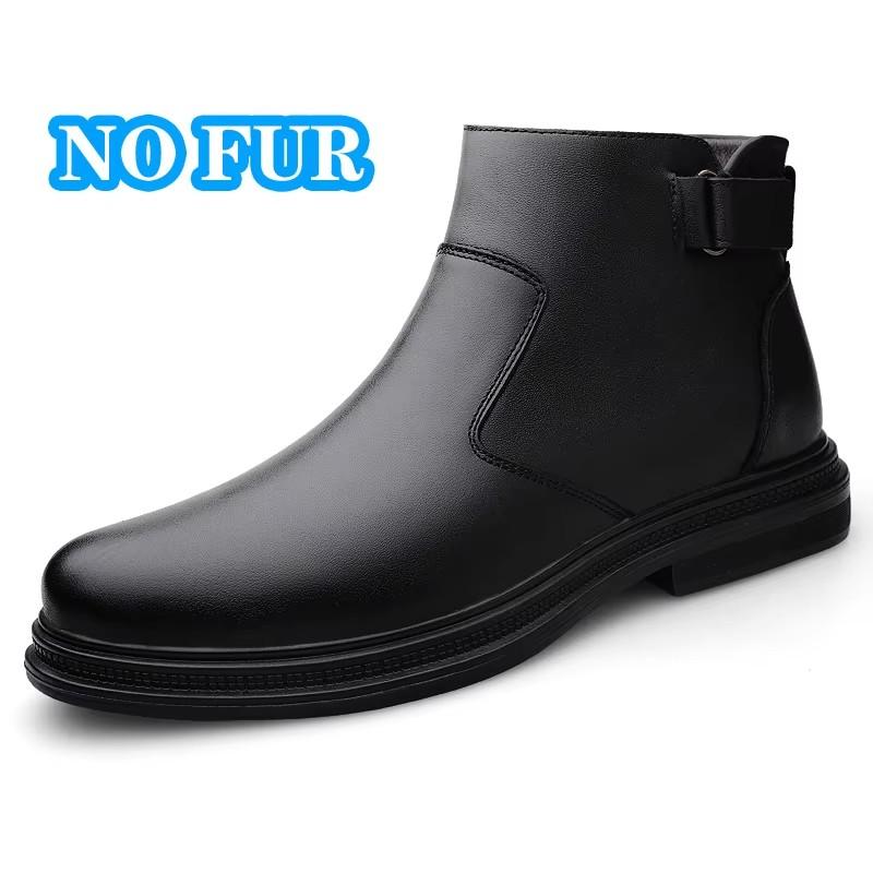 

Модные нескользящие зимние ботинки на платформе из натуральной кожи, базовые ботинки для мужчин, формальные мужские ботинки, теплая плюшевая меховая зимняя обувь 46