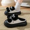 Leather warm cotton slippers women's plush thick-soled autumn and winter new fashion versatile indoor and outdoor velvet cotton shoes