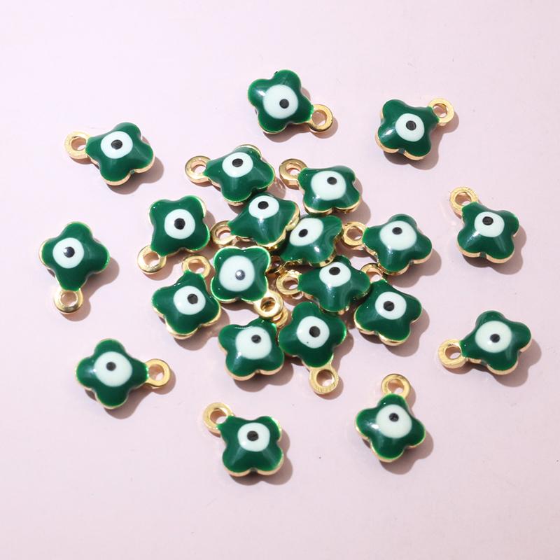 20pcs 9x7mm Enamel Evil Eyes Flower Charms Pendant Small Stainless Steel DIY Jewelry Making Accessories Findings