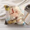 Ningguang Genshin Impact Cushion Cover Silky Short Plush Invisible Zipper Dustproof Sofa Pillow Case For Home Decor