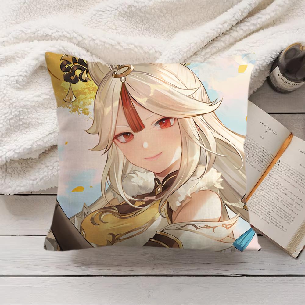 Ningguang Genshin Impact Cushion Cover Silky Short Plush Invisible Zipper Dustproof Sofa Pillow Case For Home Decor
