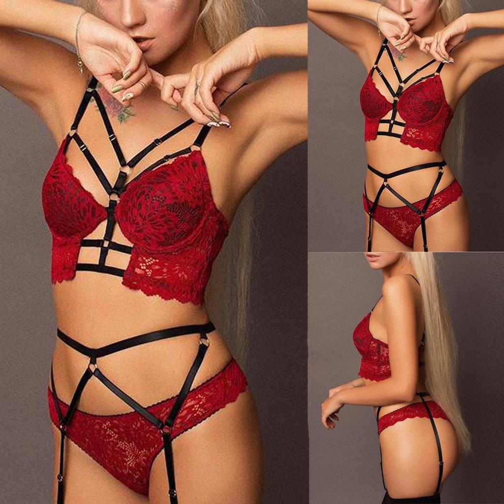 Damen Unterwäsche Set - Samt & Spitze BH & Slip Set In 2 Farben