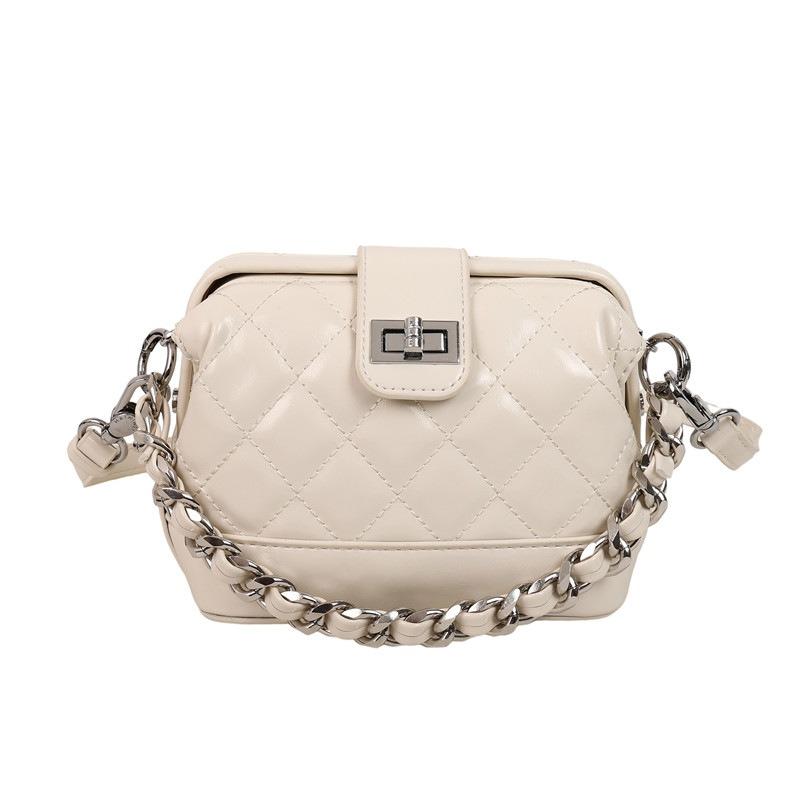 Textured Rhombus Messenger Bag Chain Women's Bag New Fashion Commuter Bucket Bag