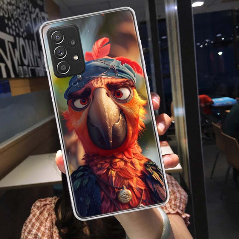Macaw Pirate Phone Case for Samsung A54 A57 A37 A17 A14 A15 A12 A24 A34 A55 A35 A25 A52S A07 A05S A04S A22 A32 A72 Galaxy Note 2
