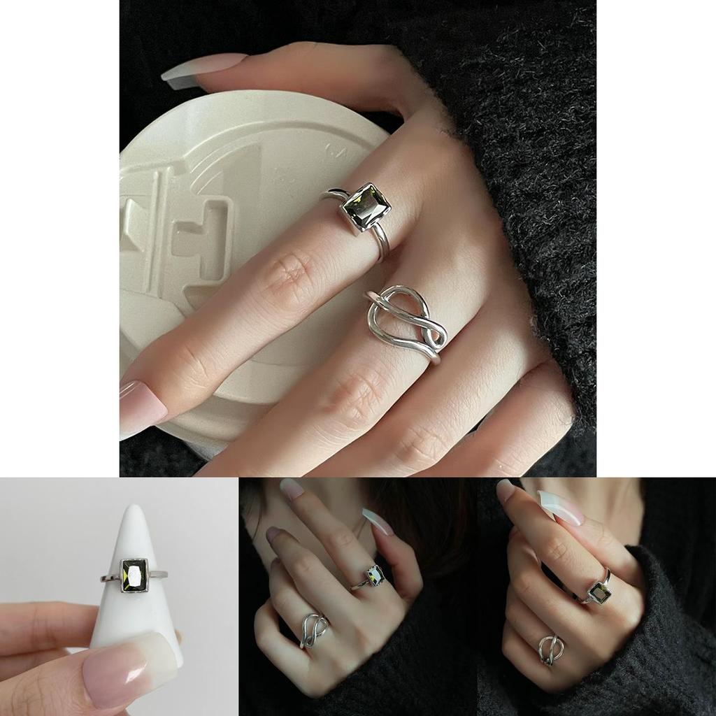 Green Stylish Dark Open Ring For Women Geometric Copper Jewelry Perfect For Outfit Any