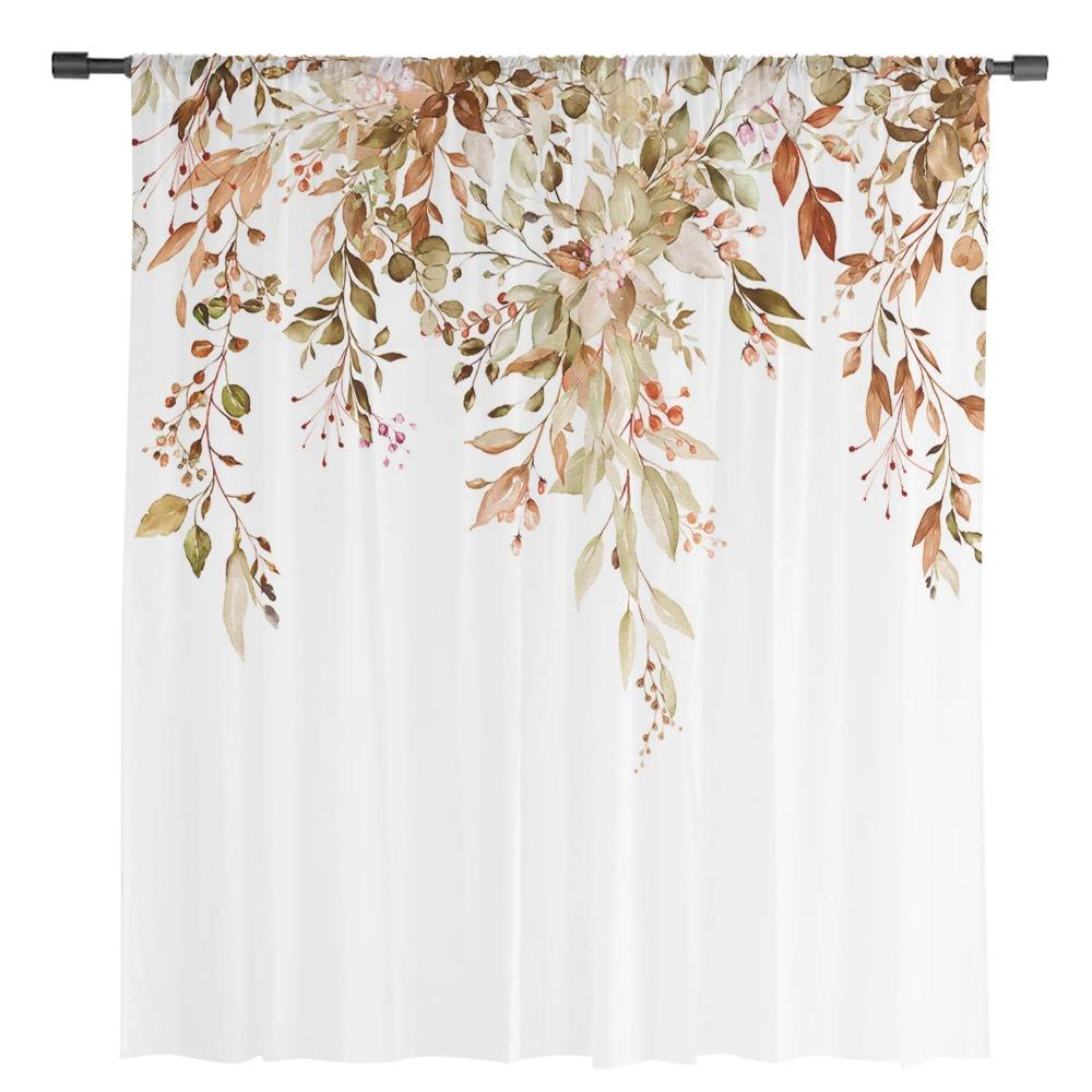 Autumn Wild Flowers Sheer Curtains for Living Room Decoration Window Curtains for Kitchen Tulle Voile Organza Curtains