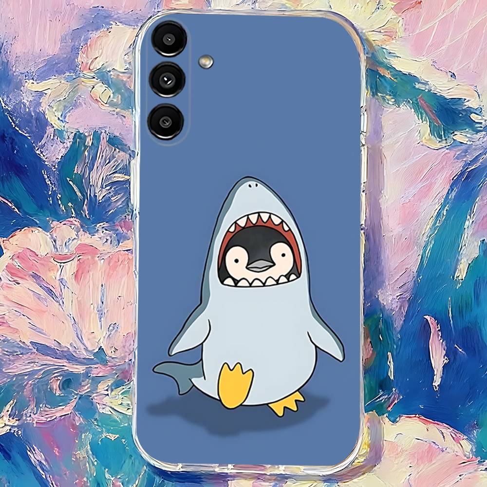 Cartoon Penguin Kawaii Cute Transparent TPU Case for  Samsung S21,S24,S30,S23,S25,S22,S20,S10,5G,FE,PIus,Lite,Ultra