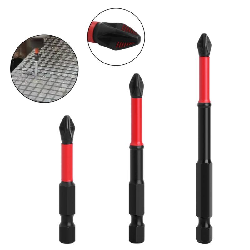 3Pieces Special Magnetic Cross Screwdriver Bit 1/4 Inch Hex Shank PH2 50mm 70mm 90mm For Electrician Power Tool