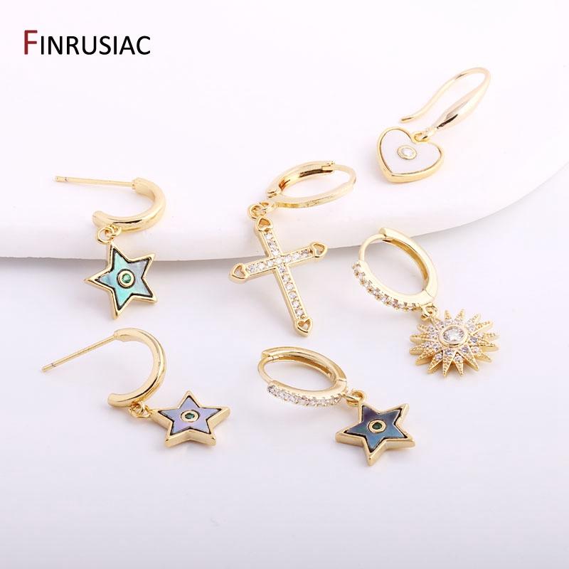 Earrings Making Supplies 14K Gold Plated Brass Heart Star Pendant Charms DIY Necklace Bracelet Jewelry Findings Wholesale