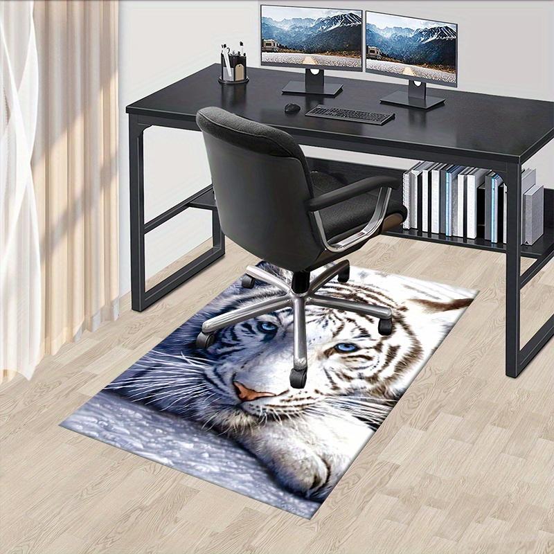 

1pc. White Tiger Print Rug for Home Decor Office Carpet Chair Cover Outdoor Gift Animal Pattern Mat 60cm by 90cm