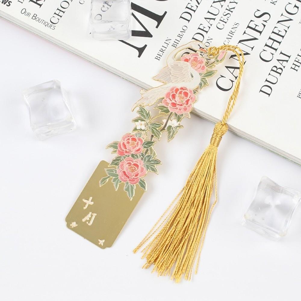 Hollow Metal Plants Bookmark Exquisite Rectangular Reading Stationery Oil Painting Style Flower & Birds Reading Book Tools