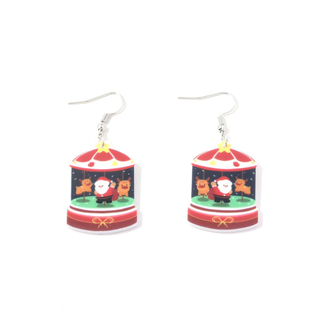Full Hosting Eco-Friendly Acrylic Earrings, Christmas Snowman Christmas Tree Santa Earrings