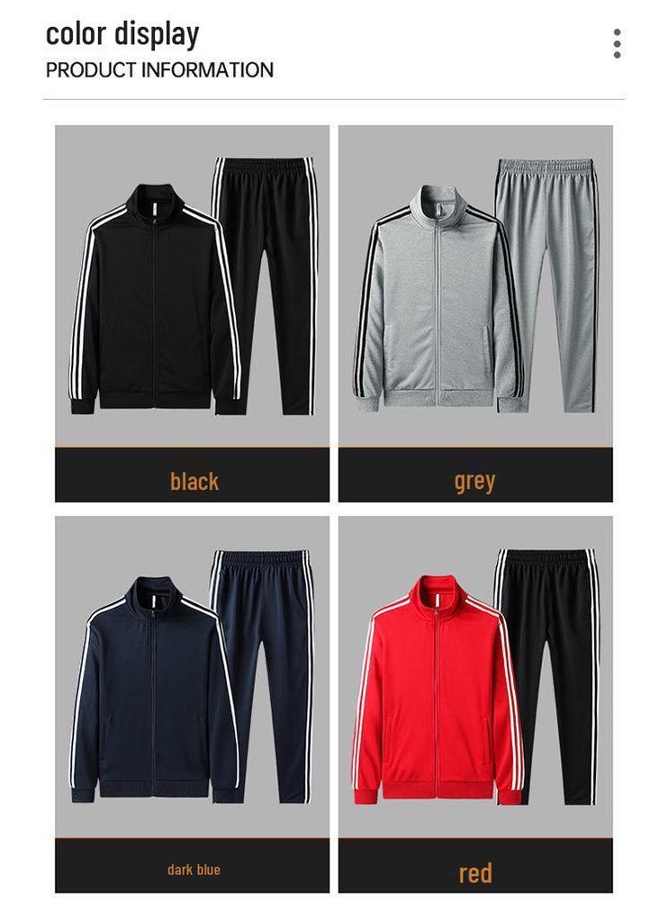 Men's Casual Sports Suit: Spring/Autumn Long-Sleeve Cardigan & Three-Bar Loose Two-Piece College Style