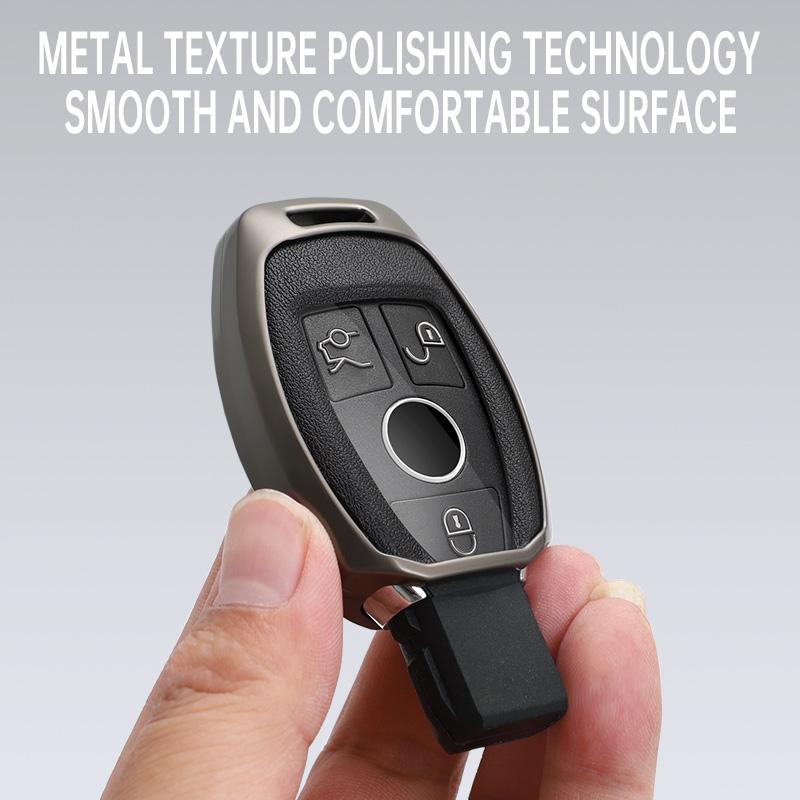 Metal Leather Car Key Fob Case Cover Keychain For Mercedes Benz W176 W246 W204 W205 W212 W221 W166 X253 C253 W463 C117 C218 X156