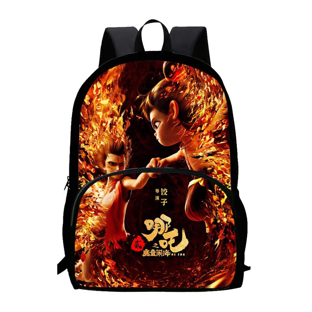 Durable Backpack Nezha Oxford Bookbag For School Use Large Capacity Gift Bag