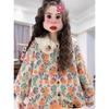 Green Floral Knitting Sweaters Jacket Autumn Winter  Oversize Casual Women Cardigan Plus Size Loose Sweater Fashion