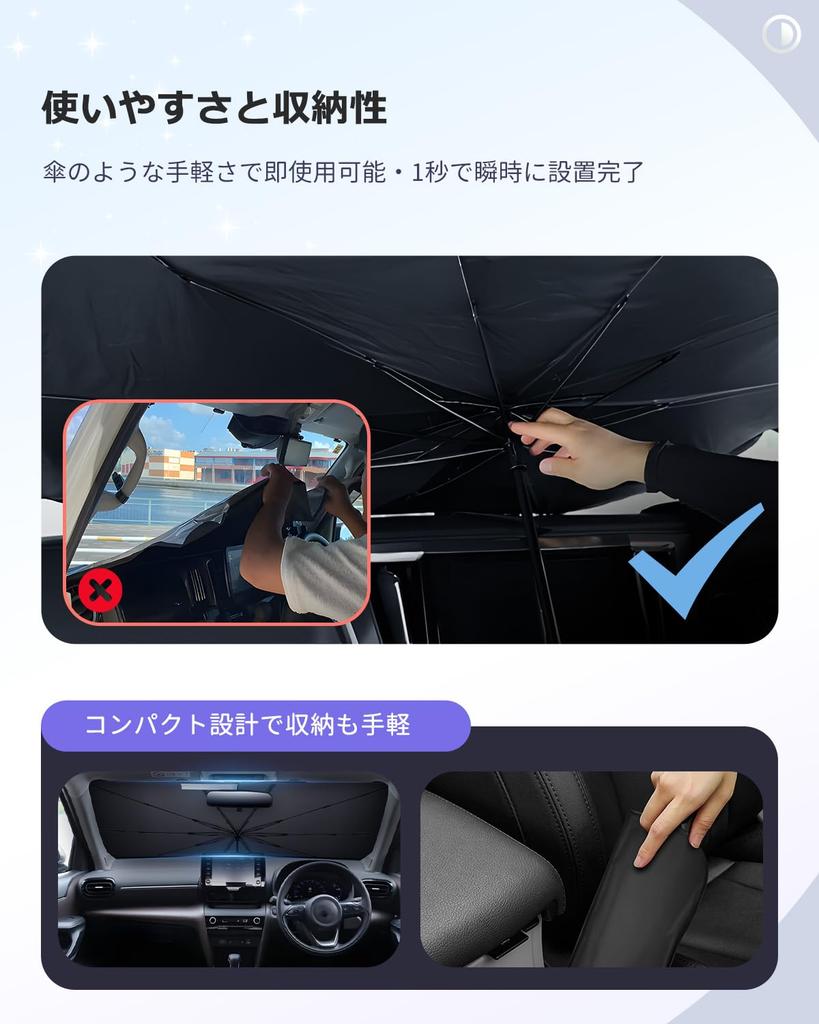 LUWU Cross Series Sunshade and closes just like using an Yaris Accessories Yaris Cross Custom Parts Yaris/Yaris 10/15 Umbrella-Type [Opens umbrella]