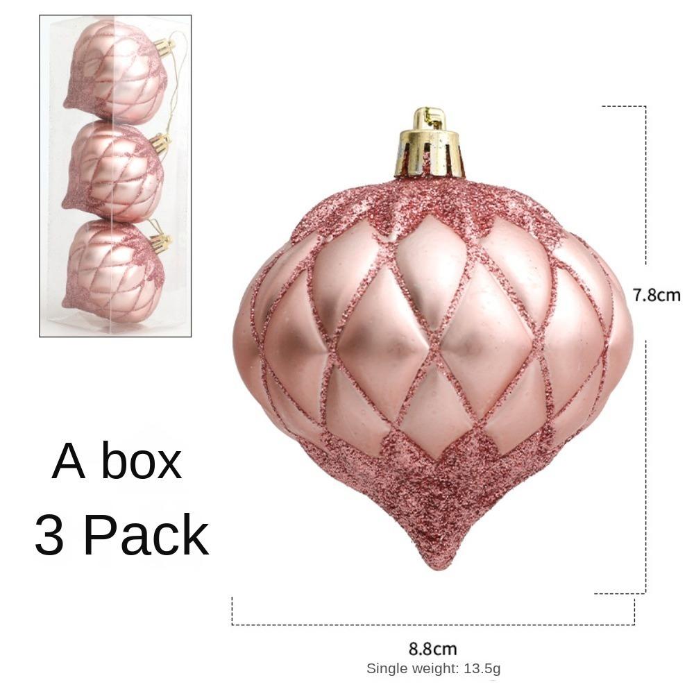 

3 шт./коробка Пластиковые елочные украшения Расписные луковицы Рождественские украшения розового золота