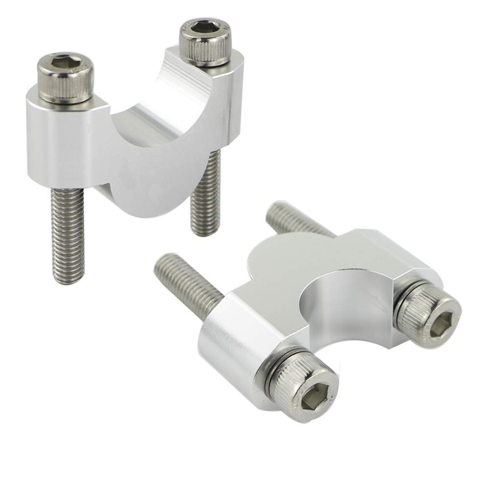 22.2mm Handlebar Risers (No Clamps) for V-Strom, CRF250L, Z125, DRZ400, FZ16, TT-R230, R1150GS, Grom, MSX125, Etc. (20mm, Silver)