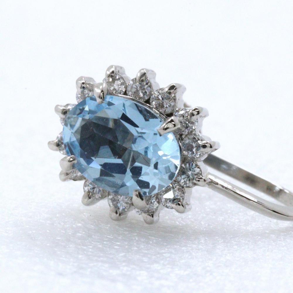 Earring Pt900Platinum/Aquamarine/diamond 4.3g Women Used