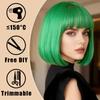 Green Short Straight Wig, Bob Hairstyle Wig Cap, Wig Additions, Suitable for Christmas, Halloween Parties, Gatherings, Dates, And Role-Playing
