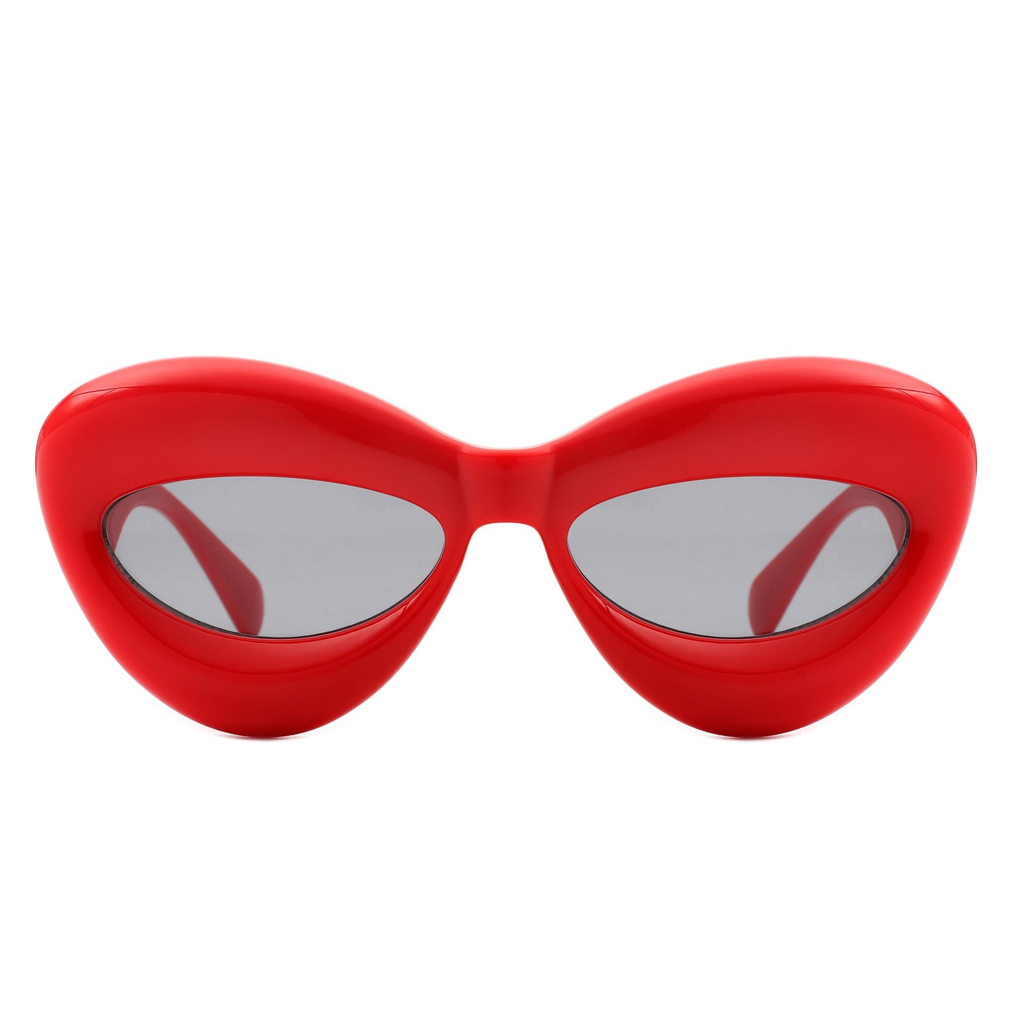 

MAXjULl inflated Fun Lip Shape Sun Glasses Glasses Ladies for Festival Party Cat Eye Candy Color Punk Sun Eyeglasses UV400 W8230