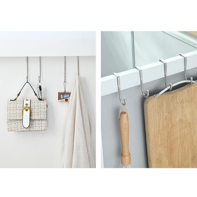 Porta de Armário de Cabeceira de Aço Inoxidável Dormitório Gancho Duplo Gancho em S Para Pendurar Roupas Banheiro Cozinha Cabide Atrás da Porta
