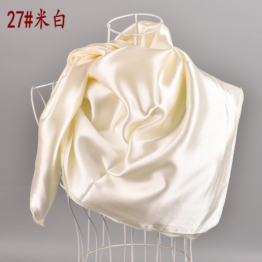 Solid Color Silk Scarf Square 90*90 Headscarf Foulard Satin Bandana Cheveux Neckerchief Hijab Accessoires For Woman Hair Scarf