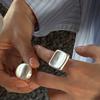 Foxanry Scrub Geometric Rings For Women Couples Classic Simple Exaggerated Trendy Personality Hip Hop Party Jewelry Accessories