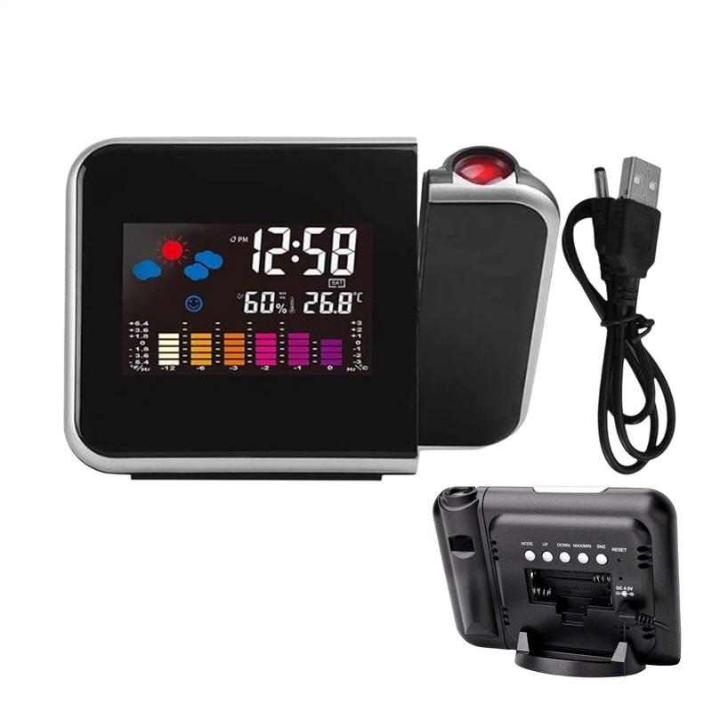 New Alarm Clock With Night Backlight Color Digital LED Screen Projector Adjustable Projection Angle Weather Station Alarm