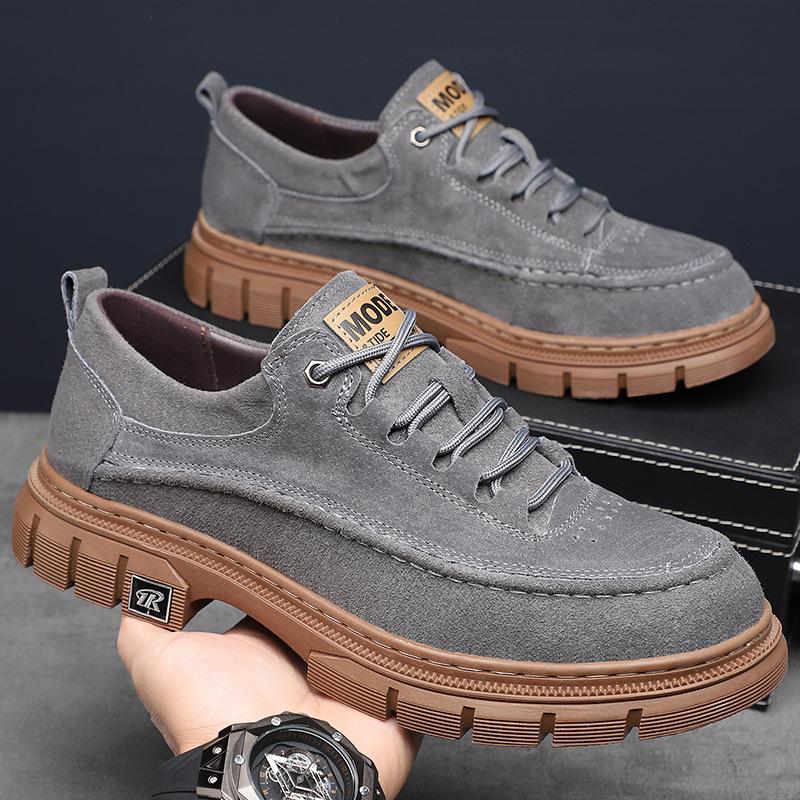 

Spring new men s shoes fashion pigskin shoes trendy tooling shoes foreign trade Korean version low-top simple casual shoes men 44 серый