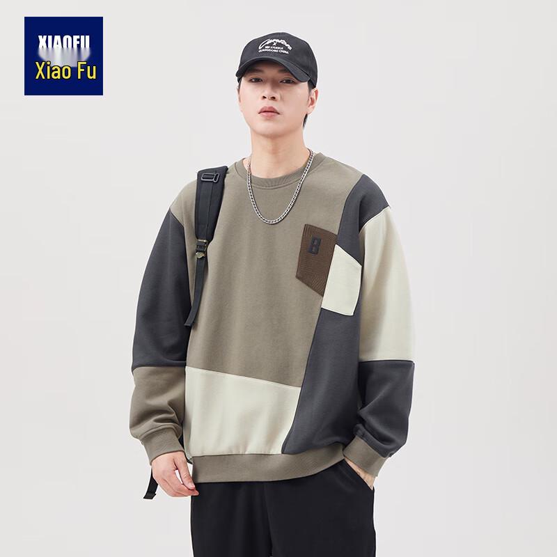 

Мужской модный свитшот-пуловер свободного кроя с вставками XL